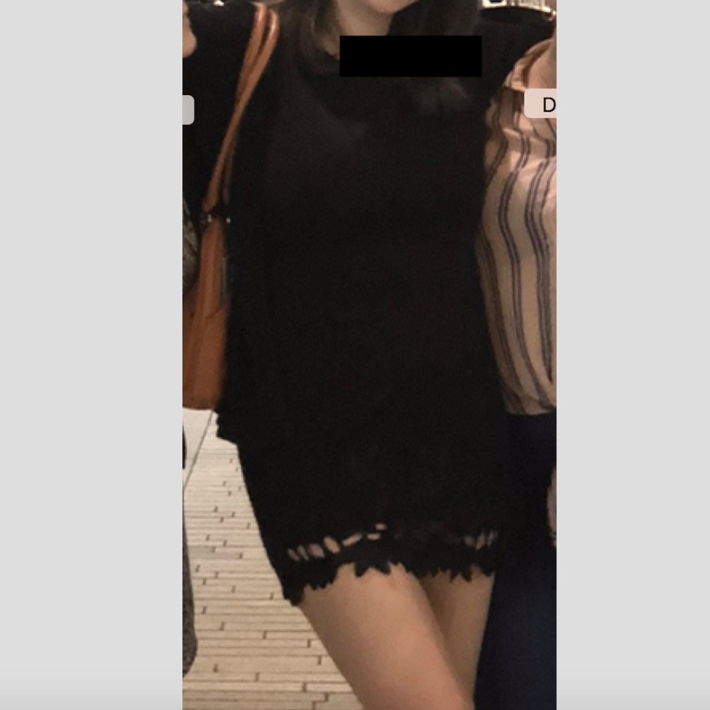 H&M Black Long Sleeve Dress with Floral Design